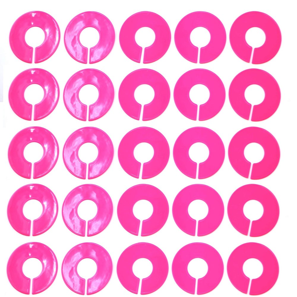 JSP Manufacturing Blank Round Plastic Rack Dividers - Pick a Color/Pick a Quantity (Pink, 25)