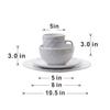 A&B Home Large 16 Piece Dinnerware Set, Glossy Cream Stoneware Plates, Bowls, Mugs, French Country Geometric Design Kitchenware, Serves 4 People view 2