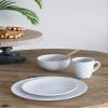 A&B Home Large 16 Piece Dinnerware Set, Glossy Cream Stoneware Plates, Bowls, Mugs, French Country Geometric Design Kitchenware, Serves 4 People view 3