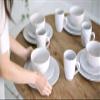 A&B Home Large 16 Piece Dinnerware Set, Glossy Cream Stoneware Plates, Bowls, Mugs, French Country Geometric Design Kitchenware, Serves 4 People view 4