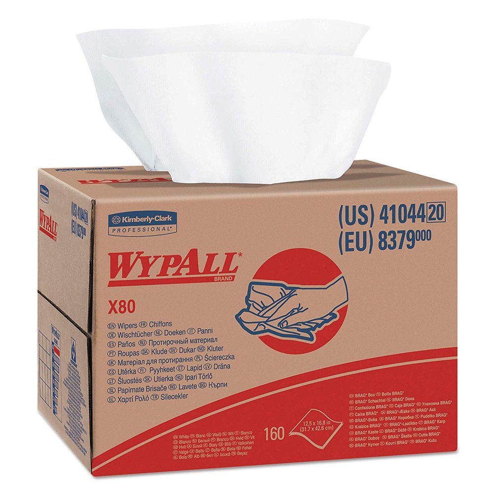 41044 X80 Cloths, HYDROKNIT, BRAG Box, White, 12 1/2 x 16 4/5, 160 per Box
