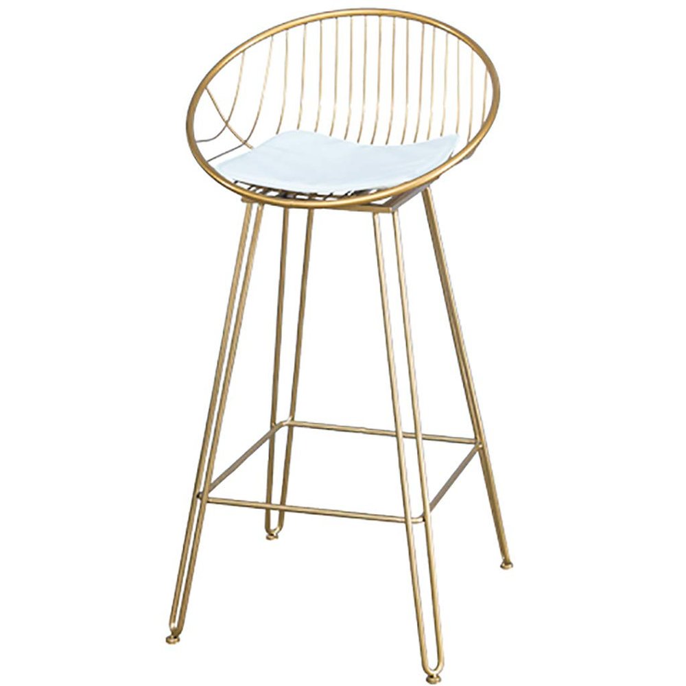 RXBFD Modern Wrought Iron Bar Stool, Casual High Stool, Steel Frame with Strong Load Capacity, Sponge Cushion, for Kitchen | Breakfast | Counter | Conservatory | Caf | Pub