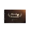 Just Customized Personalized Handmade Mr Mrs Wedding Guest Book for Bride and Groom Wood Alternative Custom Engraved Newlywed Marriage Album (Design 10, Chocolate Walnut) view 1