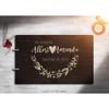 Just Customized Personalized Handmade Mr Mrs Wedding Guest Book for Bride and Groom Wood Alternative Custom Engraved Newlywed Marriage Album (Design 03, Chocolate Walnut) view 2
