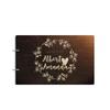 Just Customized Personalized Handmade Mr Mrs Wedding Guest Book for Bride and Groom Wood Alternative Custom Engraved Newlywed Marriage Album (Design 01, Chocolate Walnut) view 1