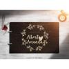Just Customized Personalized Handmade Mr Mrs Wedding Guest Book for Bride and Groom Wood Alternative Custom Engraved Newlywed Marriage Album (Design 01, Chocolate Walnut) view 2