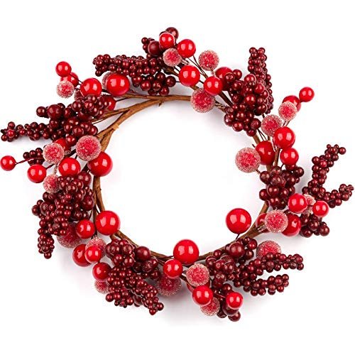 Factory Direct Craft Red Artificial Berry Candle Ring | 1 piece