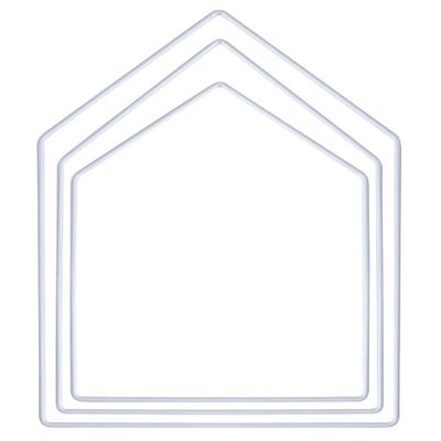 Rayher Metal Shapes House, White, Assorted, Box of 3, 1 x 19 cm, 23 cm, 27.5 cm, Metal Rings, Wire Shapes for Crafts, for Wrapping Technique, Floristry, Macrame Ring, 25223102
