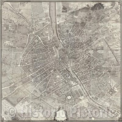 Plan de Paris 1739 - Historical City Map Print - 57in x 44in