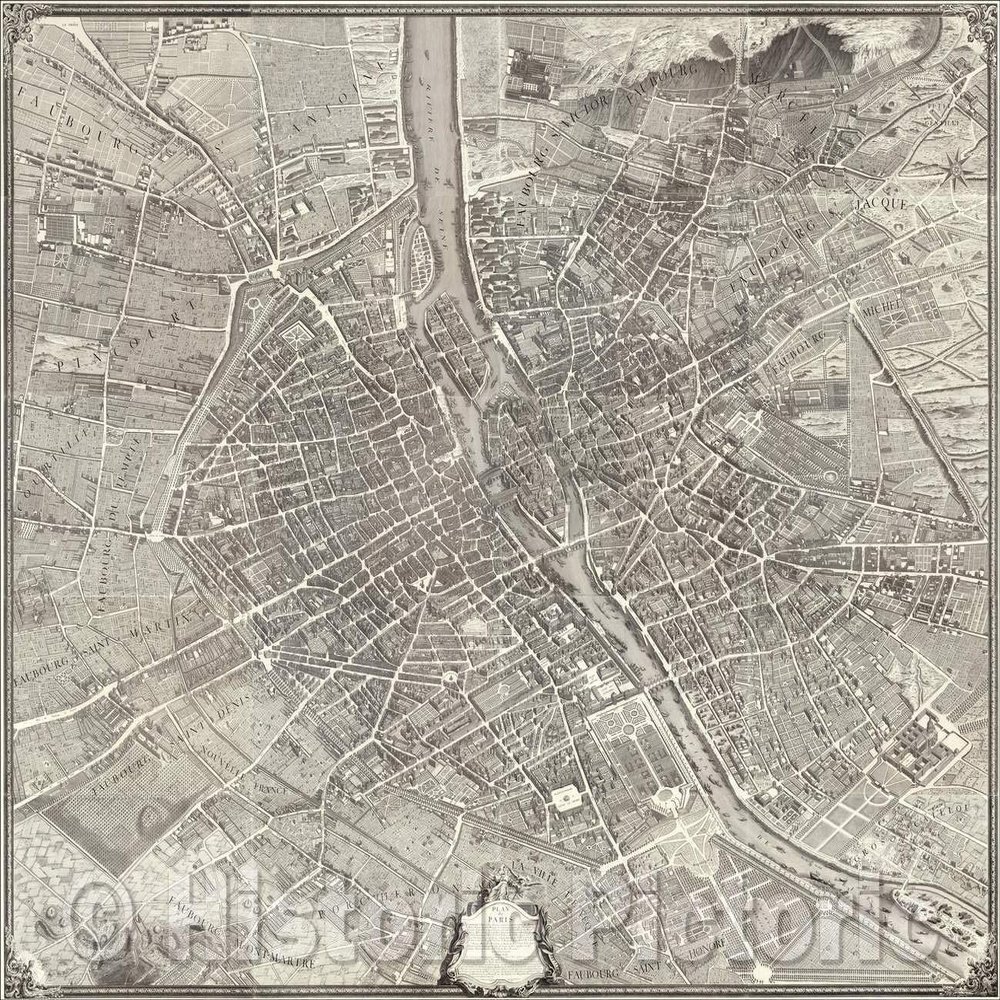 Plan de Paris 1739 - Historical City Map Print - 57in x 44in