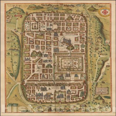 Jerusalem and Suburbs in the Time of Christ - 1588 Historical Map Print - 44in x 65in