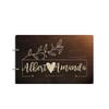 Just Customized Personalized Handmade Mr Mrs Wedding Guest Book for Bride and Groom Wood Alternative Custom Engraved Newlywed Marriage Album (Design 02, Chocolate Walnut) view 1