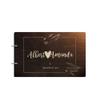 Just Customized Personalized Handmade Mr Mrs Wedding Guest Book for Bride and Groom Wood Alternative Custom Engraved Newlywed Marriage Album (Design 04, Chocolate Walnut) view 1