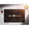 Just Customized Personalized Handmade Mr Mrs Wedding Guest Book for Bride and Groom Wood Alternative Custom Engraved Newlywed Marriage Album (Design 04, Chocolate Walnut) view 2
