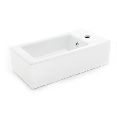 Renovators Supply Manufacturing Wall Mounted Bathroom Sink 19.8 In. White Ceramic Rectangular Wall Hung Sink With Overflow And Single Faucet Hole