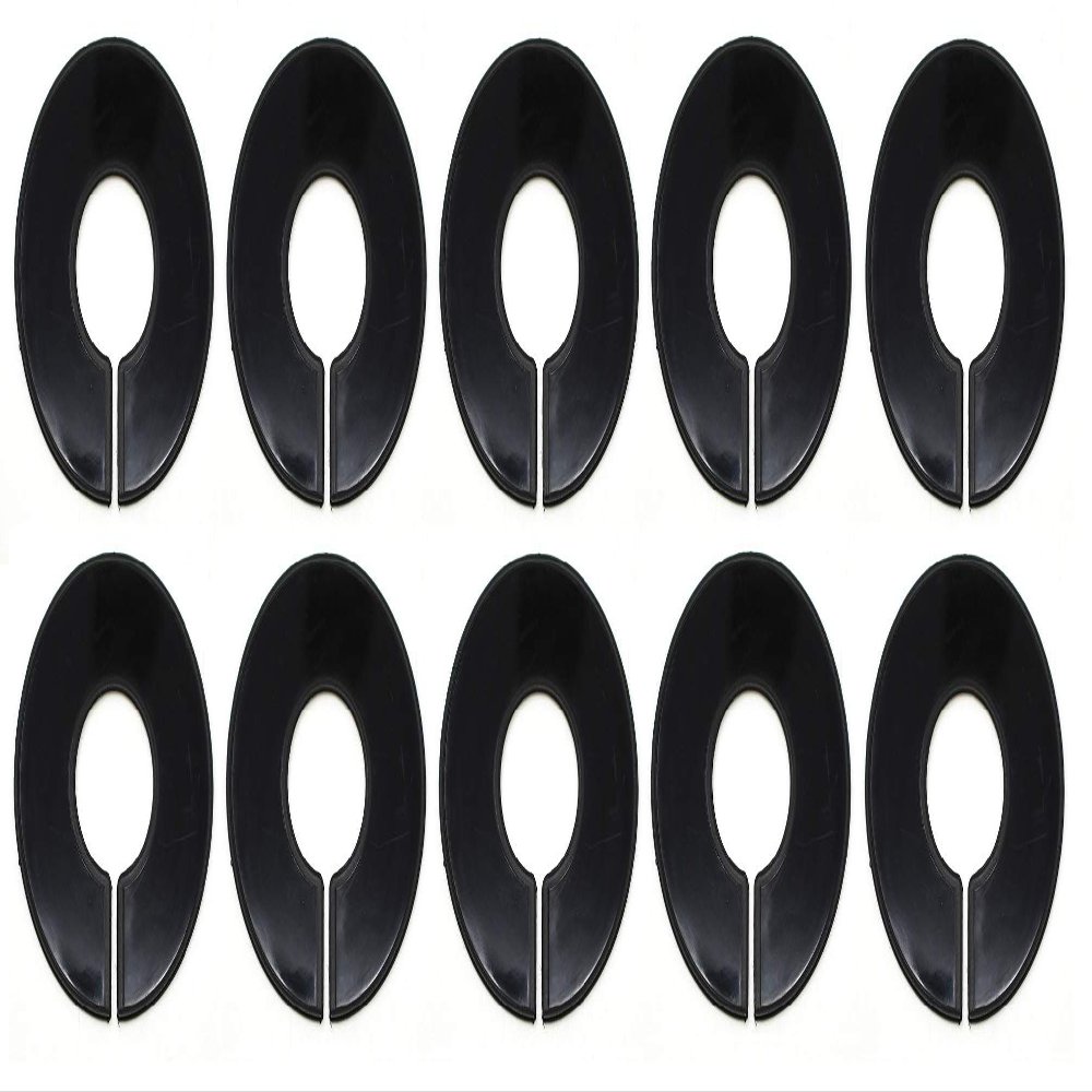 JSP Manufacturing Blank Round Plastic Rack Dividers - Pick a Color/Pick a Quantity (Black, 10)