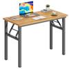 DlandHome Folding Desk Small Desk 31.5 inches Computer Desk for Home Office Folding Table Writing Table for Small Spaces No Assembly Required Teak & Black Frame view 1