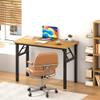 DlandHome Folding Desk Small Desk 31.5 inches Computer Desk for Home Office Folding Table Writing Table for Small Spaces No Assembly Required Teak & Black Frame view 2