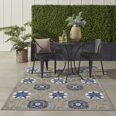 Nourison Home Aloha Grey Blue 5'3" x 7'5" Area Rug - Easy Clean, Non Shedding, Bed Room, Living Room, Dining Room, Kitchen (5' x 8')