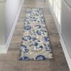 Nourison Home Aloha Natural Blue 2'3" x 8' Area Rug - Easy Clean, Non Shedding, Bed Room, Living Room, Dining Room, Kitchen (8' Runner) view 1