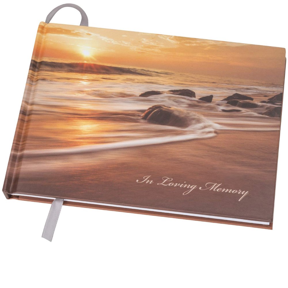 Global Printed Products Funeral Guest Book, 9"x7", Sunset