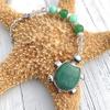 Sea Turtle Rear View Mirror Charm - Handmade Crystal Suncatcher with Green Aventurine Gemstone - Car Accessories Window Ornament view 1