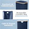 LONBET Laundry Basket with Lid, Made from Breathable Fabric | Aesthetic Clothes Hampers for Laundry with Side Handles & Sturdy Bamboo Frame (26 Gallons - Single, Blue) view 2