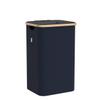 LONBET Laundry Basket with Lid, Made from Breathable Fabric | Aesthetic Clothes Hampers for Laundry with Side Handles & Sturdy Bamboo Frame (26 Gallons - Single, Blue) view 4