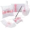 Engerla Bridal Five Wedding Accesorries Sets Pink Wedding Guest Wedding Ceremony Supplies Party Favor Sets Wedding Flower Girl Basket Guest Book Pen with Ring Pillow and Garter view 1