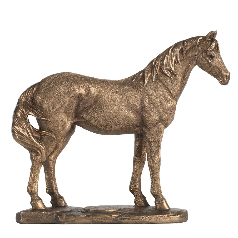 A & B Home A&B 8.3" Decorative Standing Horse Sculpture in Antique Gold - Perfect for Indoor Outdoor