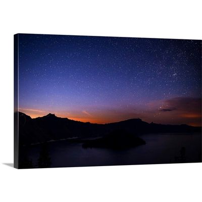 CANVAS ON DEMAND Night Sky At Crater Lake, Oregon Canvas Wall Art Print by Circle Capture, Home Decor, United States Artwork,48" x32in
