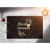 Just Customized Personalized Handmade Mr Mrs Wedding Guest Book for Bride and Groom Wood Alternative Custom Engraved Newlywed Marriage Album (Design 06, Chocolate Walnut) view 2