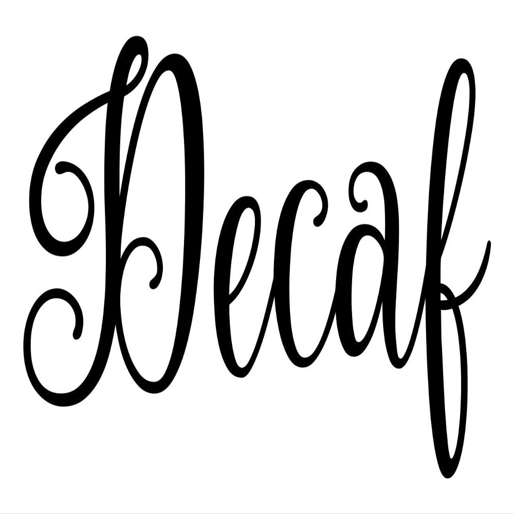 Decaf 4w x 2.5h Label | Kitchen Pantry Organization | Die Cut Vinyl Decal | Black Fancy Font (Sticker Only)
