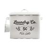 AuldHome Design Farmhouse Laundry Powder Container, White Enamelware Detergent Bin w/ Scoop view 1