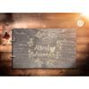 Just Customized Personalized Handmade Mr Mrs Wedding Guest Book for Bride and Groom Wood Alternative Custom Engraved Newlywed Marriage Album (Design 01, Black Walnut) view 2