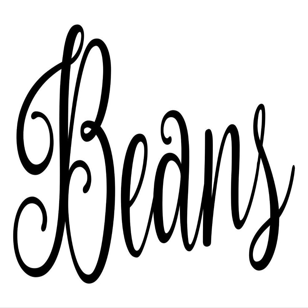 Beans 4w x 2h Label | Kitchen Organization | Die Cut Vinyl Decal | Black Fancy Font (Sticker Only)