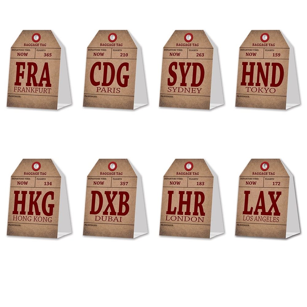 Around The World Table Cards, (Pack of 12)
