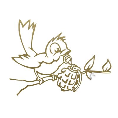Banksy Bird with Grenade Wall Sticker - Street Art Graffiti Decor Vinyl Decal - Home Removable DIY Mural - Room Boy Hipster Black Stickers