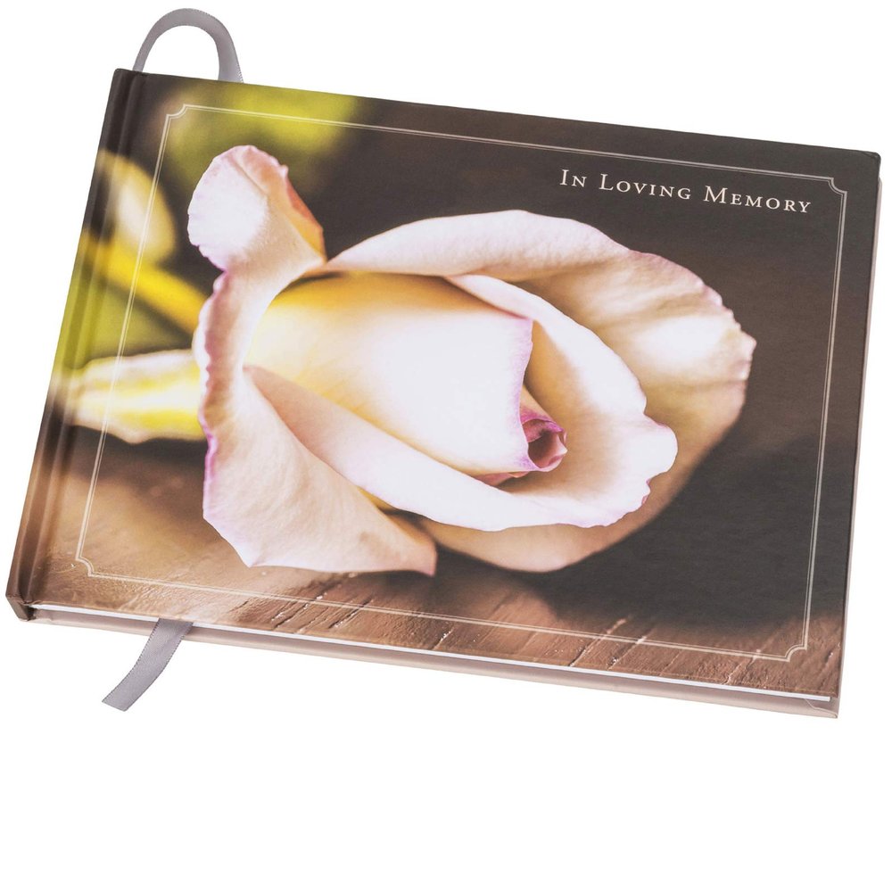 Global Printed Products Funeral Guest Book, 9"x7", Flower