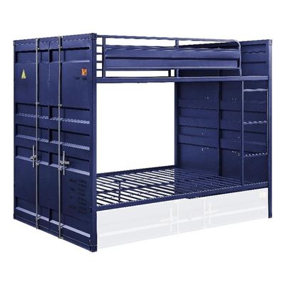 Acme Cargo Full Over Full Bunk Bed with Built-in Ladder in Blue Metal