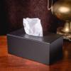 Black Leatherette Rectangular Tissue Box Cover view 2