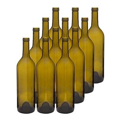 750 ml Antique Green Glass Claret Wine Bottles, Cork Finish Case 12 by Berlin Packaging