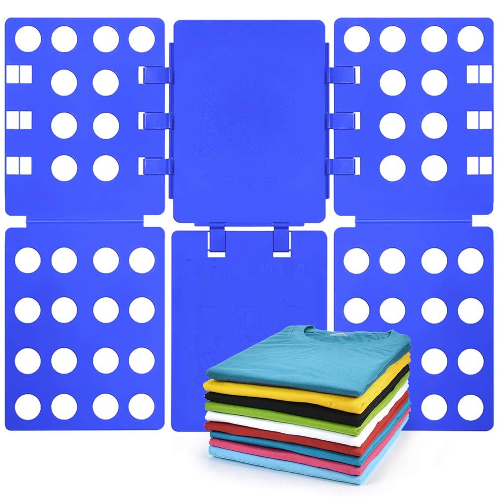 Geniusidea Shirt Folding Board T Shirt Folder for Adults Laundry Room Tough PP Plastic Folding Tool 27.16"x22.44" Easy to Fold Clothes into a Uniform Size, Blue