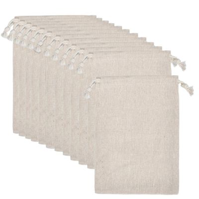 calary 50pcs 5x6.9 Inch Double Canvas Drawstring Bag Cotton Pouch Gift Sachet Bags Muslin Reusable Tea Bag