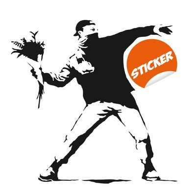 Banksy Flower Throw Me Wall Sticker - Petal Vinyl Thrower Favor Chucker Decal - Student Unique Gift Paper Patry The Favour Art Mural