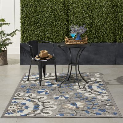 Nourison Home Aloha Grey Multicolor 3'6" x 5'6" Area Rug - Easy Clean, Non Shedding, Bed Room, Living Room, Dining Room, Kitchen (4' x 6')