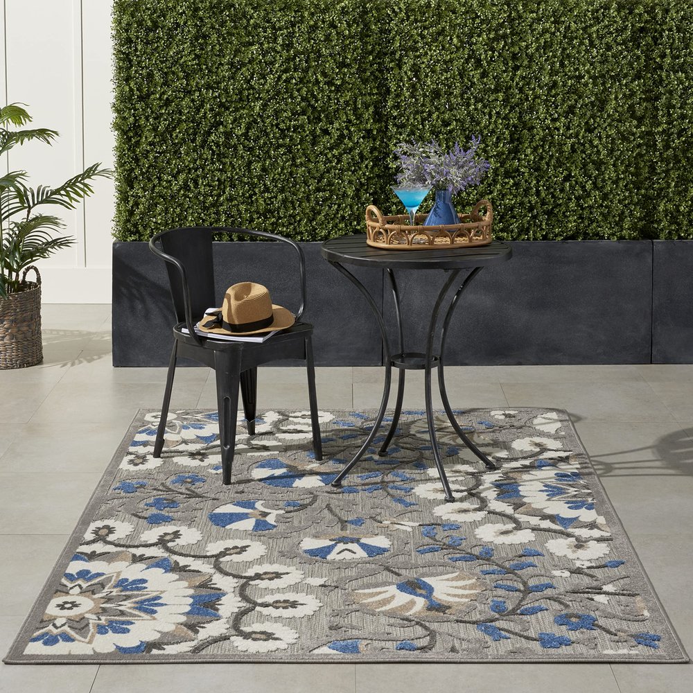Nourison Home Aloha Grey Multicolor 3'6" x 5'6" Area Rug - Easy Clean, Non Shedding, Bed Room, Living Room, Dining Room, Kitchen (4' x 6')