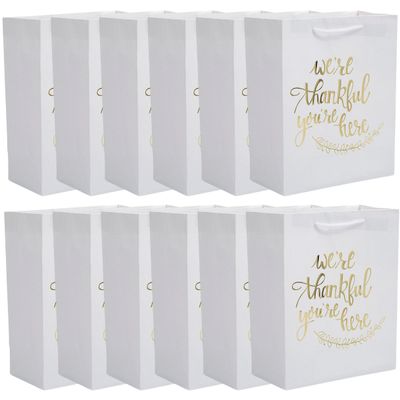 THANKFUL WHITE W/GOLD FOIL KRAFT BAGS