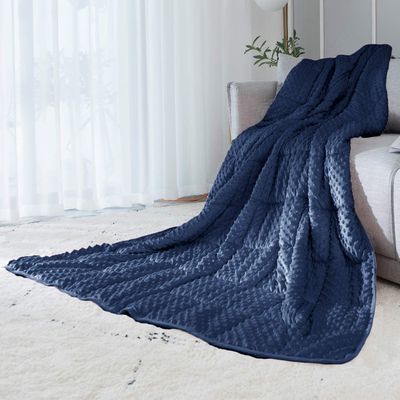 ALANSMA Reversible Weighted Blanket for All Season, Luxury Velvet, Warm and Cool, Adult Kids 7Lb Weighted Blanket, Enjoy Sleeping Anywhere(Blue,40"x60" 7Lb)