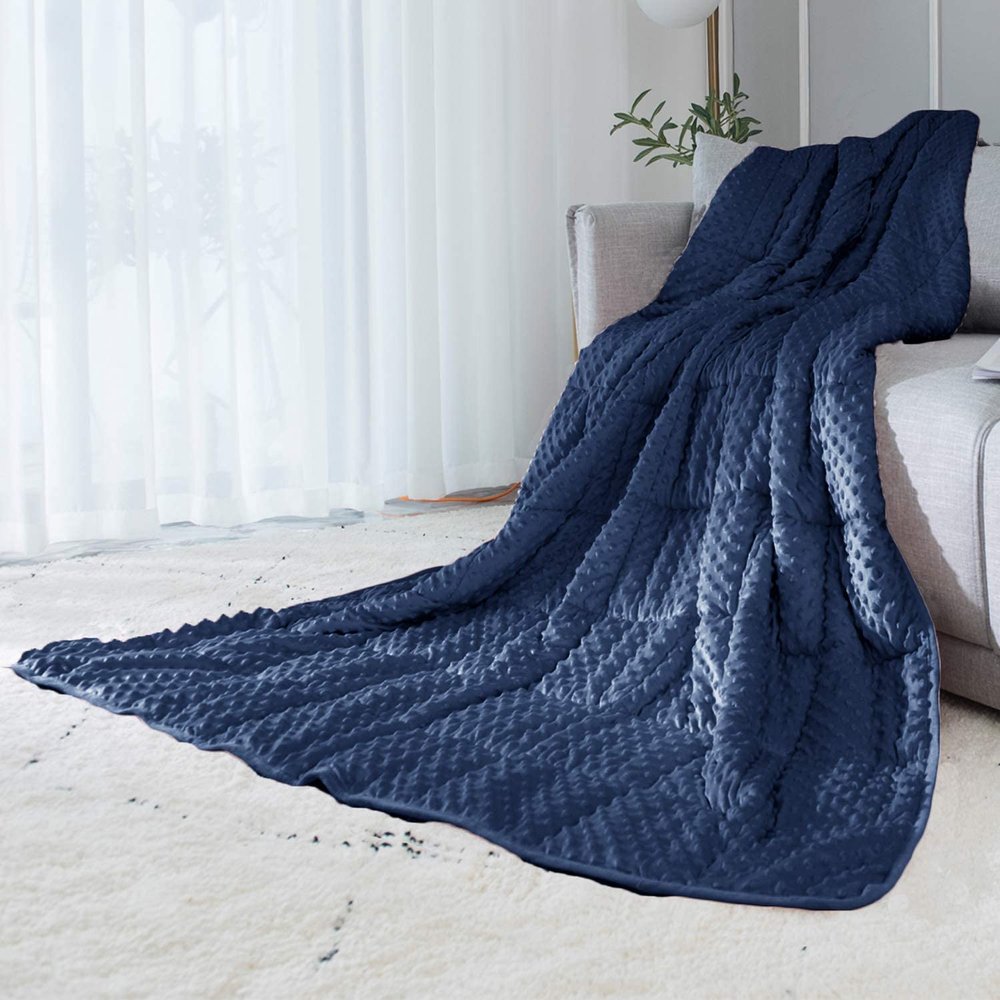 ALANSMA Reversible Weighted Blanket for All Season, Luxury Velvet, Warm and Cool, Adult Kids 7Lb Weighted Blanket, Enjoy Sleeping Anywhere(Blue,40"x60" 7Lb)